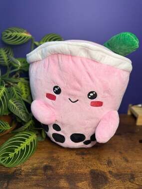 ABC Boba Buddies Pink Berry Strawberry Milk Tea Plush 12” Stuffed Toy